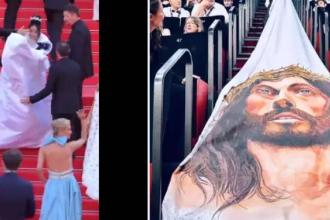 Atriz tenta exibir rosto de Jesus no tapete vermelho e é retirada pela seguranças