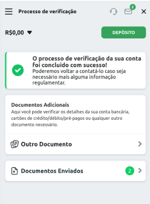 Imagem da tela de verificação após o cadastro com o Código de Indicação Betano