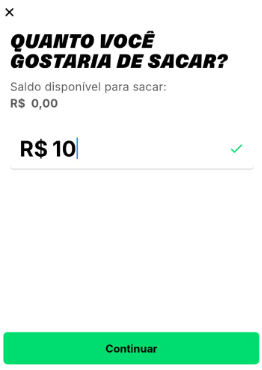 Imagem da tela de saque ao se cadastrar e usar o c&oacute;digo promocional KTO
