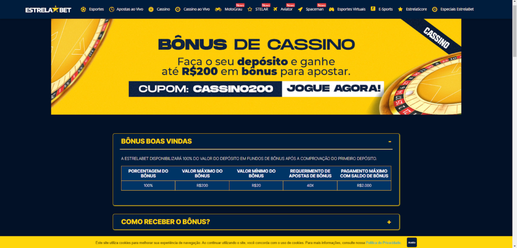 Cupom Estrela bet (dezembro 2023): Saiba como ativar o bônus