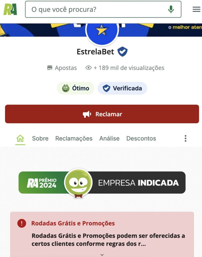 reclame aqui estrela bet