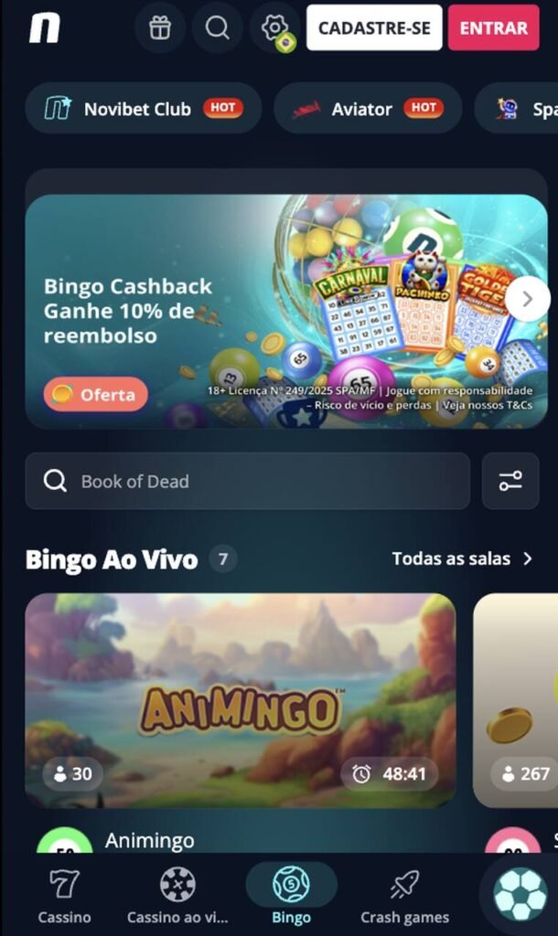 cashback de bingo na novibet 
