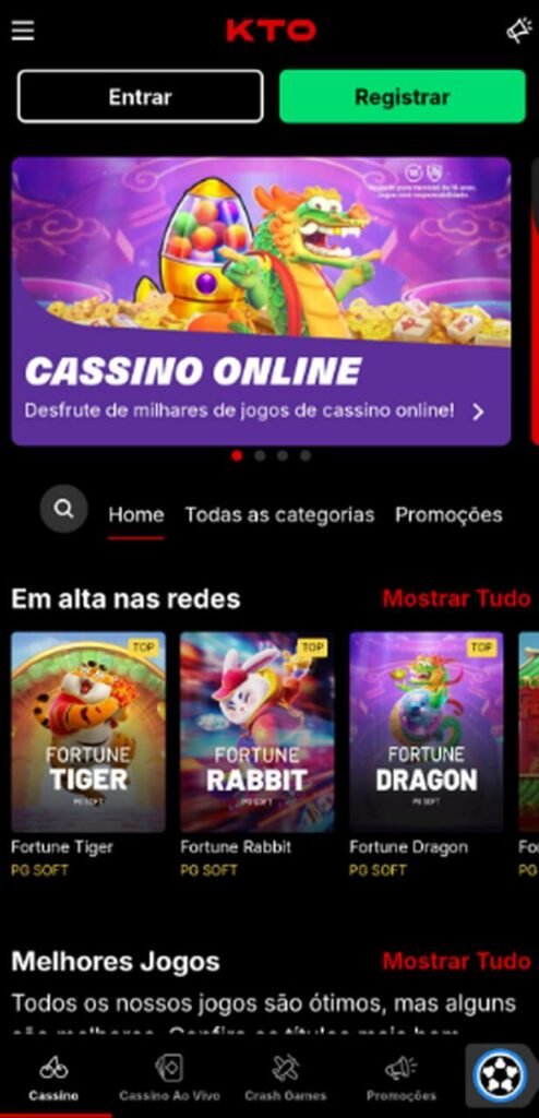 KTO &eacute; um dos cassinos que pagam via Pix