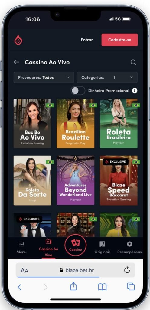 blaze cassino ao vivo