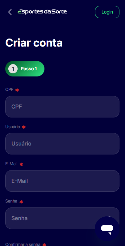 criar conta esportes da sorte