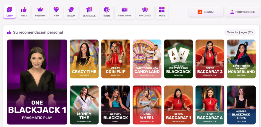 screenshot sitio casino TonyBet Chile