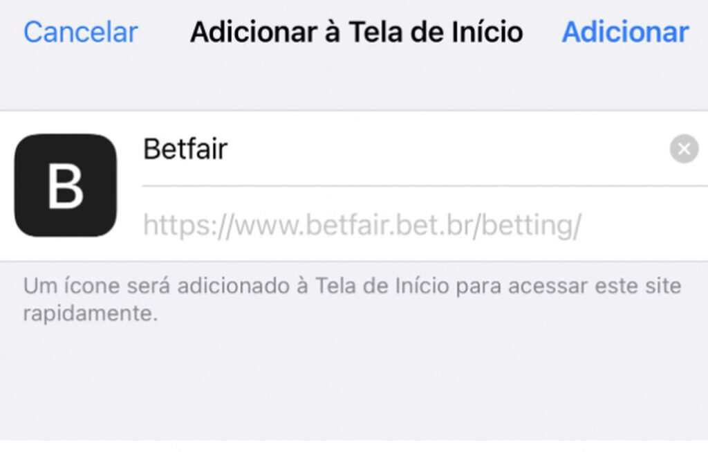 aplicativo betfair atalho