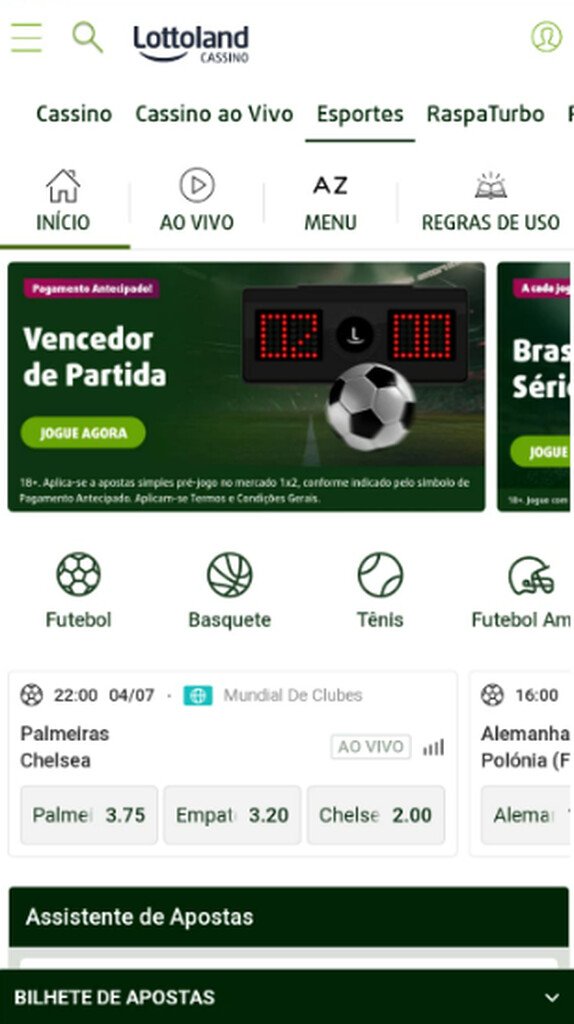 Imagem da tela inicial da Lottoland, uma das casas de apostas que aceitam Pix