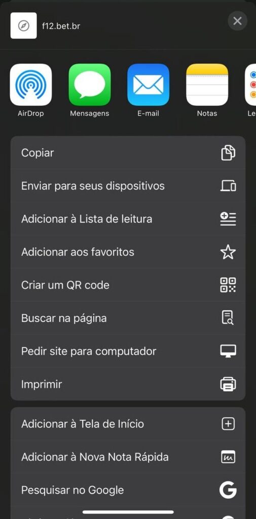 Como usar app F12 Bet em iOS