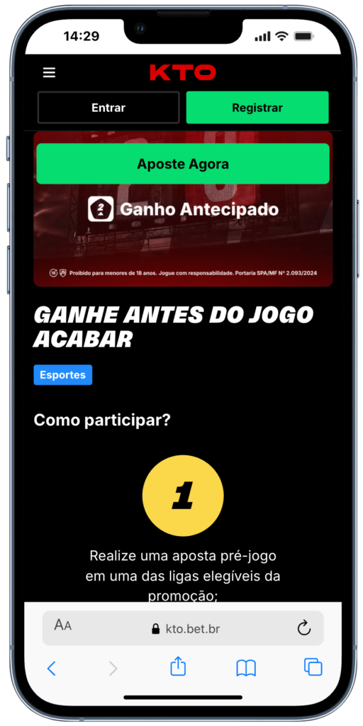 pagamento antecipado 2 gols KTO