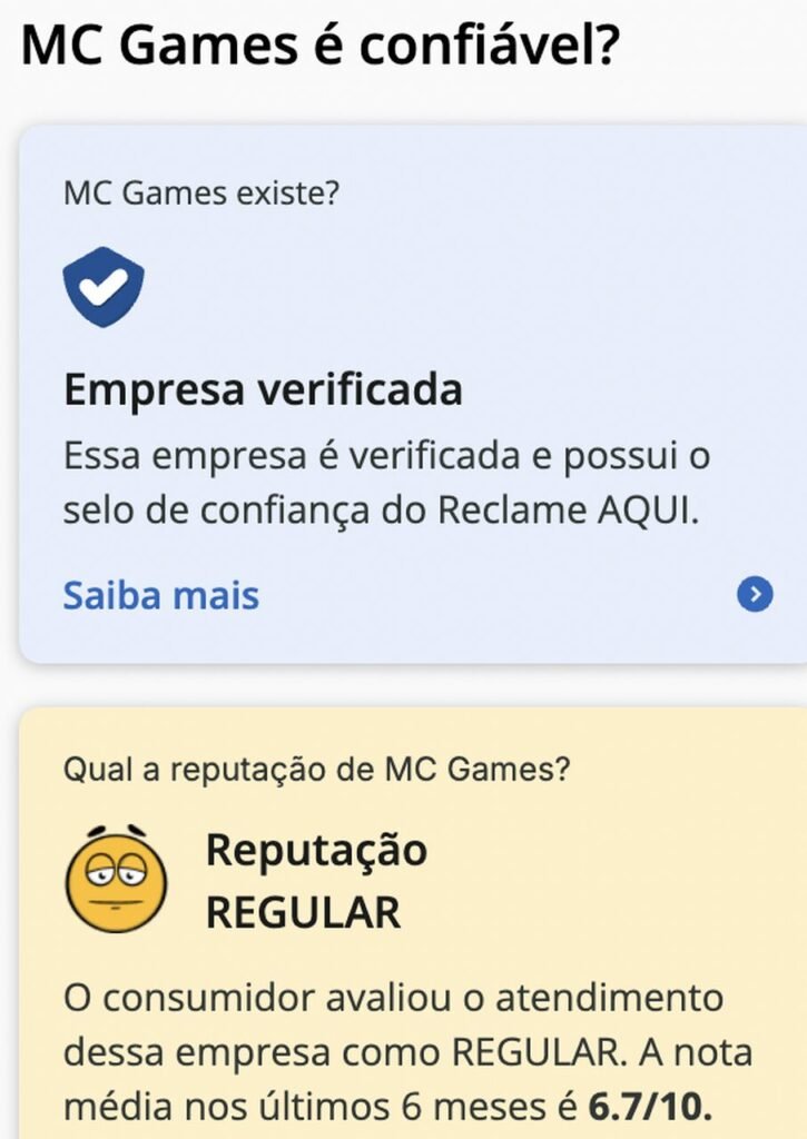 reclame aqui mc games é confiável 