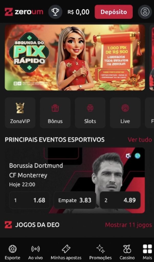 criando uma conta zeroum