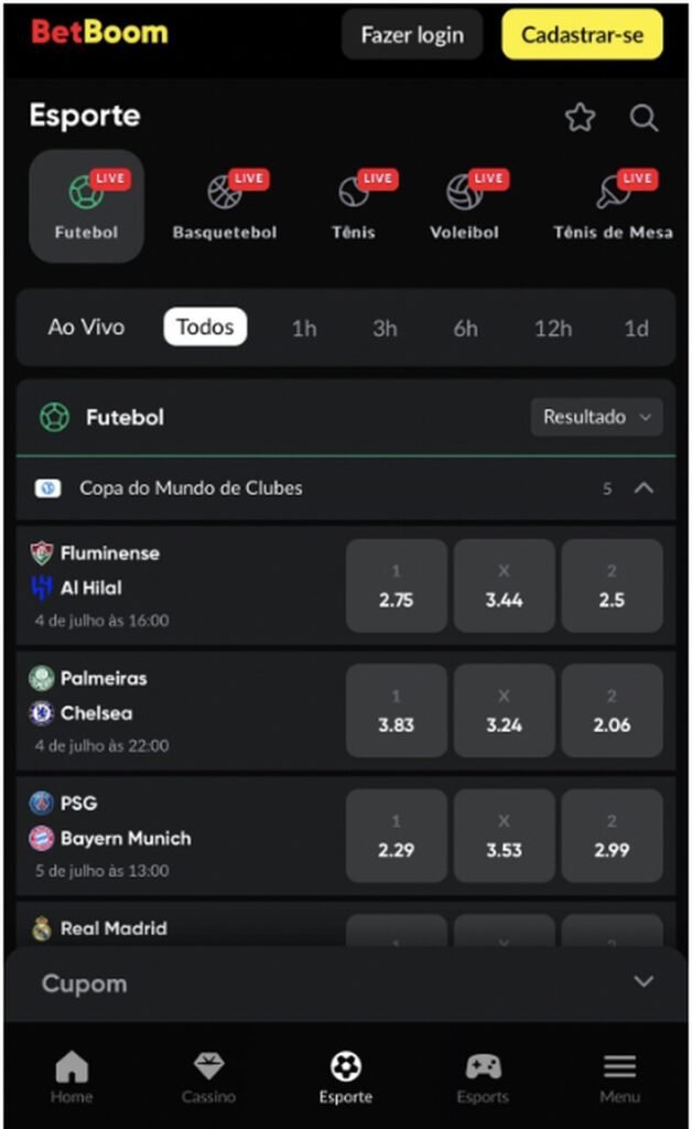 Betboom como apostar na casa