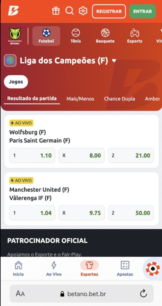 betano apostas champions league