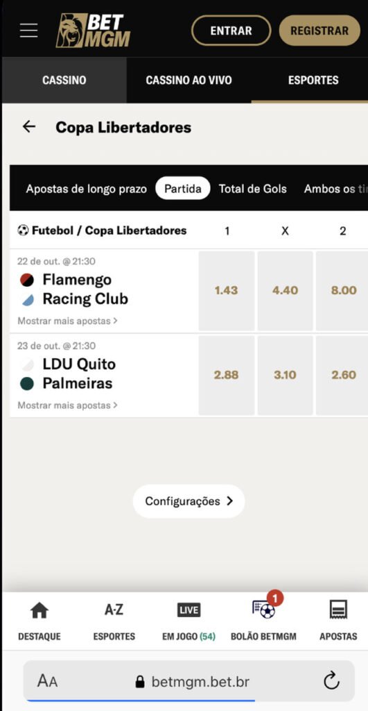 apostas na libertadores na betmgm