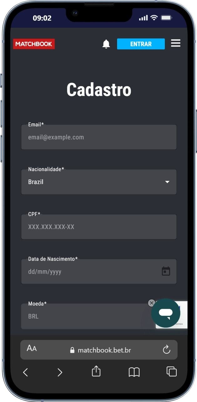 Como se cadastrar na Matchbook