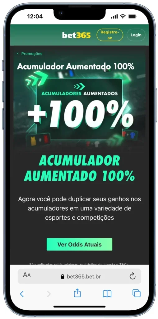 acumulador aumentado 100% bet365