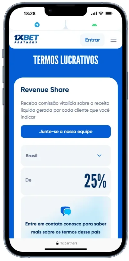 1XBET afiliados revenue share