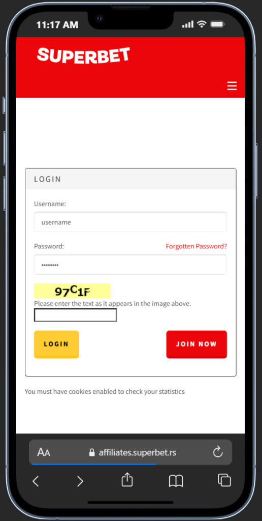 superbet afiliados - login