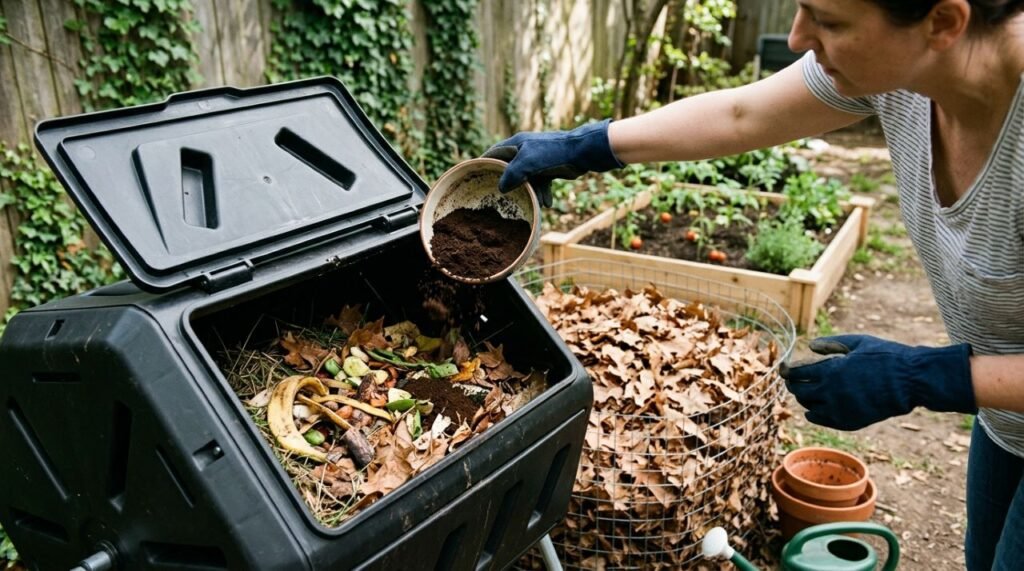 Borra de café usada corretamente na compostagem