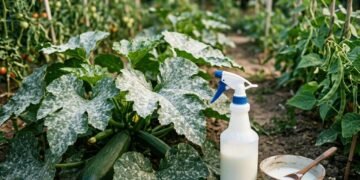 Leite contra oídio em folhas de abobrinha e pepino