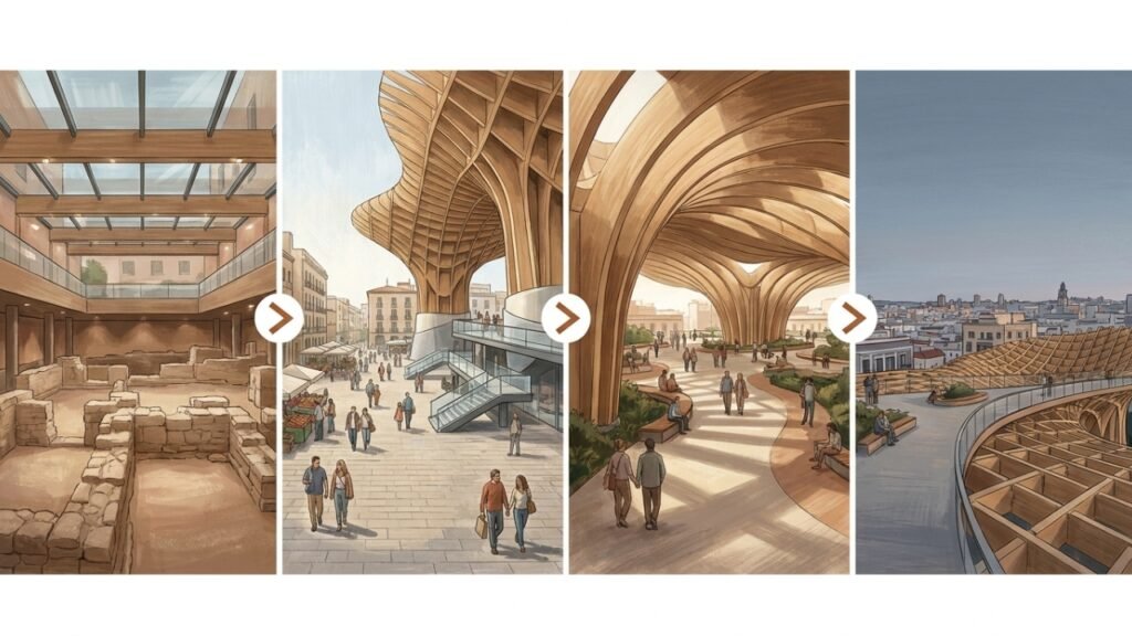 Como as Setas de Sevilla cobrem a praça e preservam ruínas