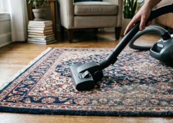 Limpar tapete corretamente começa pela aspiração lenta, capaz de retirar poeira, areia e cabelos presos entre as fibras antes do uso de qualquer produto