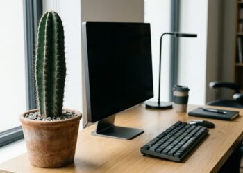 O cacto ao lado do computador pode valorizar o ambiente de trabalho, mas não funciona como barreira contra ondas eletromagnéticas