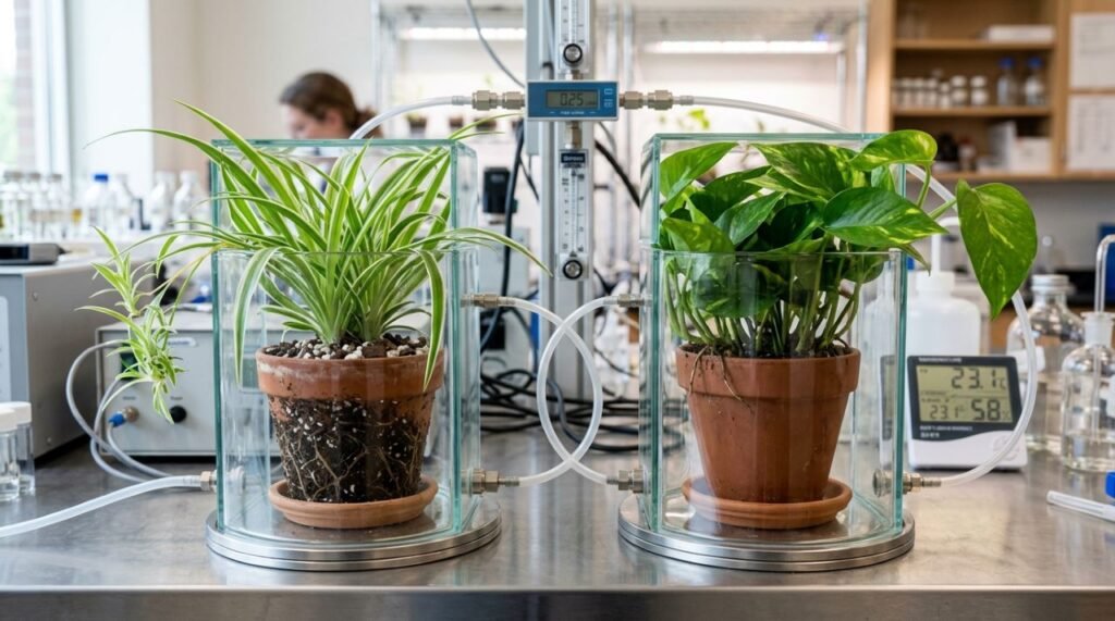 Folhas, raízes, substrato e microrganismos associados às plantas para casa participam dos mecanismos estudados em câmaras experimentais