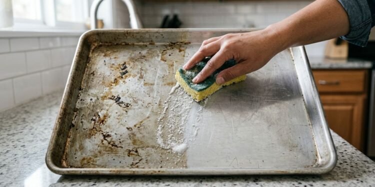 A técnica para limpar panela de alumínio combina sabão em pasta e açúcar refinado para ajudar a remover gordura e melhorar o brilho superficial sem prometer recuperação total do acabamento