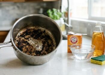 Limpar panela queimada exige escolher um método compatível com o material antes de atacar a crosta mais resistente