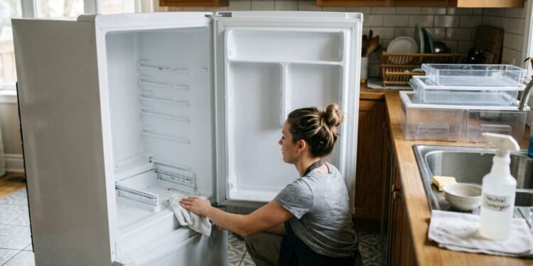 A limpeza da geladeira precisa alcançar gavetas, trilhos, cantos e outras áreas escondidas onde resíduos podem permanecer e fazer o mau cheiro voltar