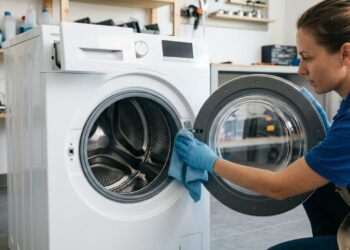 Limpar máquina de lavar envolve cuidar de áreas como dispenser, borrachas e tambor sem desmontar componentes que não foram projetados para acesso do usuário