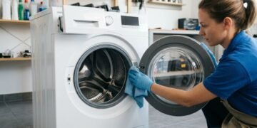 Limpar máquina de lavar envolve cuidar de áreas como dispenser, borrachas e tambor sem desmontar componentes que não foram projetados para acesso do usuário