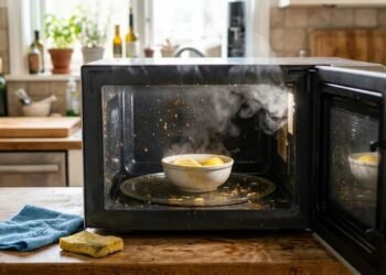 O vapor gerado pela água com limão ajuda a reidratar resíduos secos e facilita a limpeza das paredes internas do micro-ondas