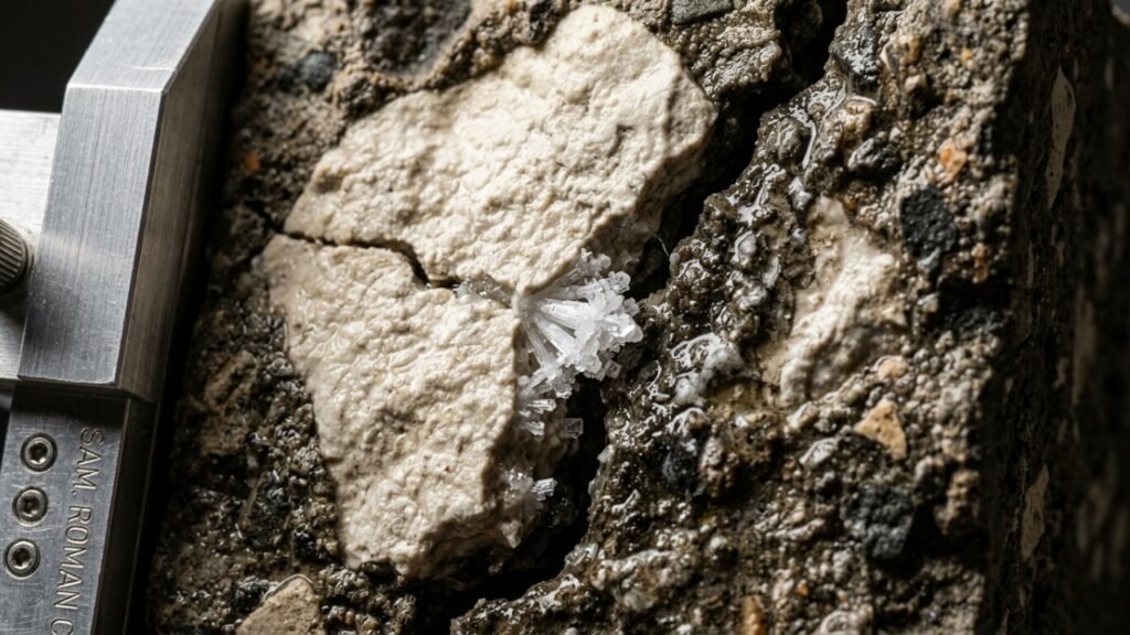 Como o concreto romano consegue fechar pequenas fissuras