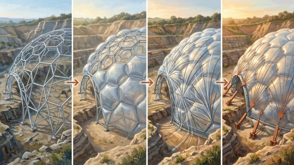 Como as cúpulas do Eden Project ficam tão leves