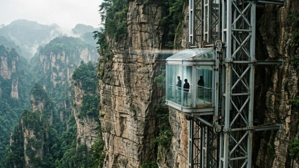 Como funciona o elevador de vidro Bailong em Zhangjiajie