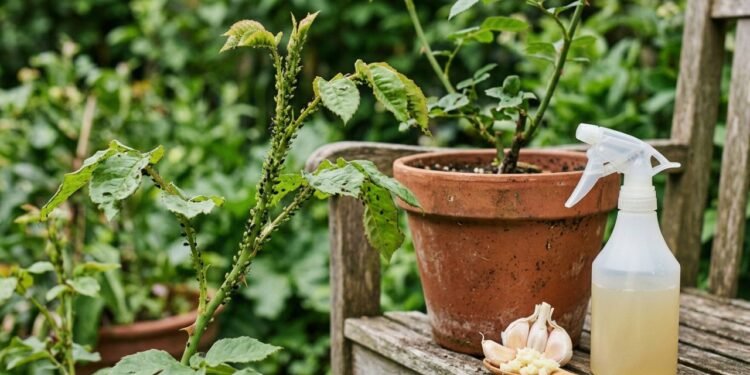 Alho contra pragas em plantas atacadas por pulgões