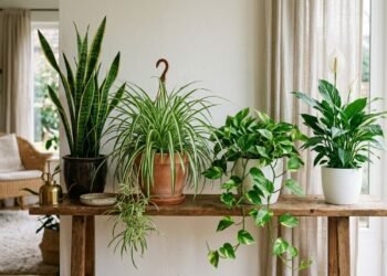 Plantas para casa como espada-de-são-jorge, clorofito, jiboia e lírio-da-paz podem compor ambientes internos, mas seu efeito sobre poluentes é limitado fora dos testes de laboratório