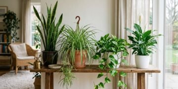 Plantas para casa como espada-de-são-jorge, clorofito, jiboia e lírio-da-paz podem compor ambientes internos, mas seu efeito sobre poluentes é limitado fora dos testes de laboratório