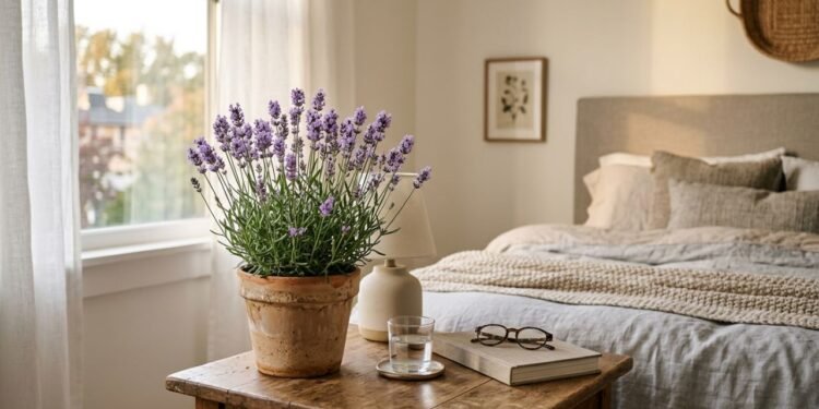 A lavanda Lavandula angustifolia ganhou fama nos quartos pelo aroma relaxante, mas o efeito de um vaso vivo é diferente da aromaterapia com óleo essencial