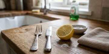 O limão pode ajudar a remover manchas superficiais dos talheres de inox, enquanto o sal deve ser usado com moderação e completamente retirado após a limpeza