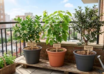 A produção de mudas frutíferas anãs pode atender varandas e pequenos quintais com plantas selecionadas por porte, cultivar e manejo adequado para cultivo em recipientes