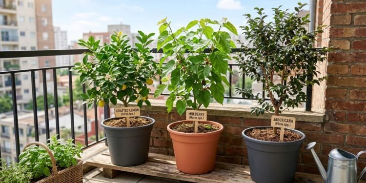 A produção de mudas frutíferas anãs pode atender varandas e pequenos quintais com plantas selecionadas por porte, cultivar e manejo adequado para cultivo em recipientes