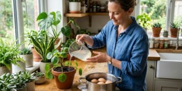 A água do cozimento dos ovos pode ser reaproveitada nas plantas quando estiver fria e sem sal, mas fornece apenas pequenas quantidades de minerais