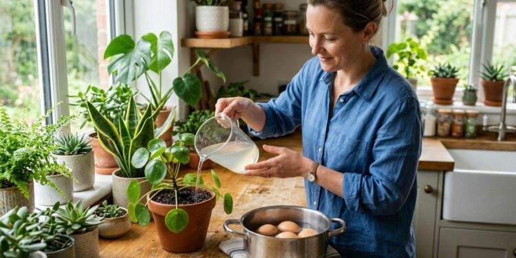 A água do cozimento dos ovos pode ser reaproveitada nas plantas quando estiver fria e sem sal, mas fornece apenas pequenas quantidades de minerais