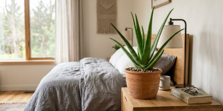 A babosa Aloe vera pode decorar o quarto, mas seu metabolismo CAM não transforma a planta em um umidificador natural durante a noite