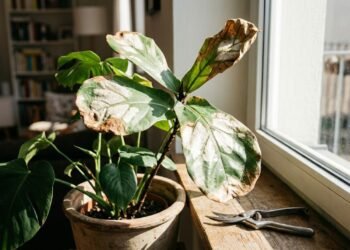 Folhas queimadas pelo sol podem manter áreas verdes úteis à planta mesmo quando apresentam manchas marrons e partes ressecadas