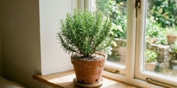Plantar alecrim em vaso dentro de casa funciona melhor quando a planta recebe bastante sol e permanece em substrato arejado que não acumula água